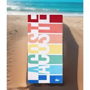Lacoste Beach Towel 100% Cotton Rainbow 36 x72 Inch Luxury Pool Lake Colorful
